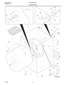 Cabinet/Drum Diagram and Parts List for GLEQ642CAS0  Frigidaire Dryer