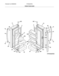 Fresh Food Doors Diagram and Parts List for FFHD2250TS0  Frigidaire Refrigerator
