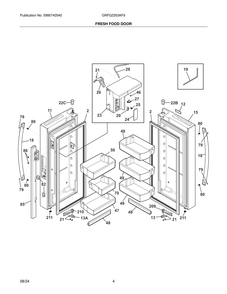 Fresh Food Door Diagram and Parts List for GRFG2353AF9  Frigidaire Refrigerator