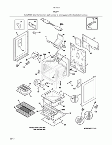 Body Diagram and Parts List for 79074134314  Kenmore Range