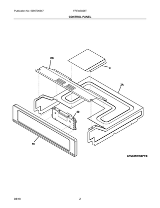 Control Panel Diagram and Parts List for FFEW3026TWC  Frigidaire Wall Oven