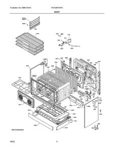Body Diagram and Parts List for PCFD3670AFA  Frigidaire Range