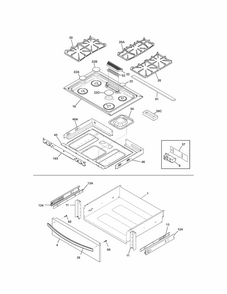Top/drawer Diagram and Parts List for 79032613310  Kenmore Range