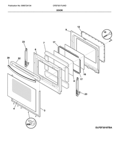 Door Diagram and Parts List for CFEF3017UWD  Frigidaire Range