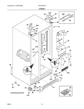 Cabinet Diagram and Parts List for LGHK2336TF3  Frigidaire Refrigerator