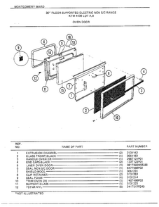 30" Floor/oven Door Diagram and Parts List for 4438A  Frigidaire Range