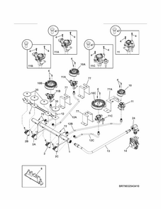 Burner Diagram and Parts List for 79032543410  Kenmore Cooktop