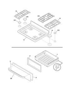 Top/drawer Diagram and Parts List for FFGF3027LSF  Frigidaire Range