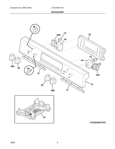 Backguard Diagram and Parts List for CGEH3047VFD  Frigidaire Range