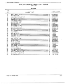 30" Floor/burner Page 2 Diagram and Parts List for 2447A  Frigidaire Range