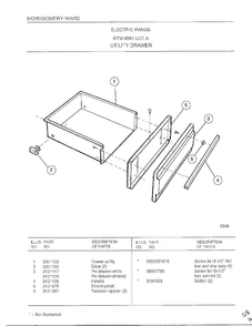 Utility Drawer Diagram and Parts List for 4881  Frigidaire Range