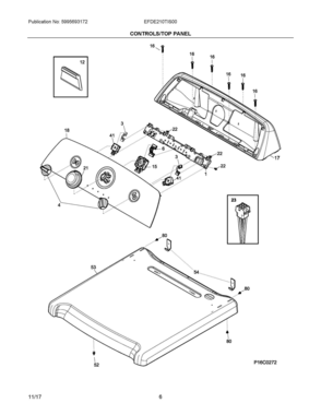 04 - CONTROLS/TOP PANEL Diagram and Parts List for EFDE210TIS00  Frigidaire Dryer