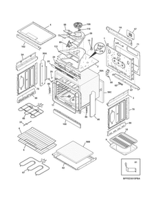 Body Diagram and Parts List for FFED3015PBB  Frigidaire Range