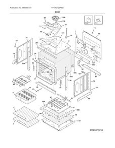 Body Diagram and Parts List for FFEW2725PSD  Frigidaire Wall Oven