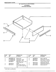 30" Electric Ranbe/storage Drawer Diagram and Parts List for 4420A  Frigidaire Range