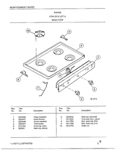 Range- Main Top Diagram and Parts List for 2819A  Frigidaire Range