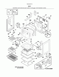 Body Diagram and Parts List for 79096197710  Kenmore Range