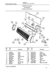 Console Controls Diagram and Parts List for 6009-80A  Frigidaire Washer