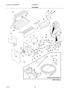 Ice Maker 1 Diagram and Parts List for FPHC2398LF5  Frigidaire Refrigerator