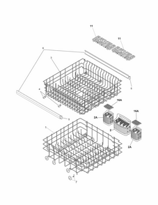 Racks Diagram and Parts List for 58715269900A  Kenmore Dishwasher