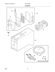 Ice Maker Diagram and Parts List for FRFC2323AS5  Frigidaire Refrigerator