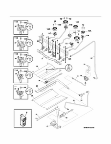 Burner Diagram and Parts List for 79074133311  Kenmore Range