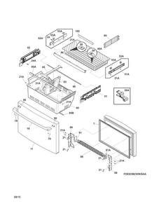 Freezer Drawer, Baskets Diagram and Parts List for EI23BC60KS7A  Electrolux Refrigerator