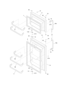 Doors Diagram and Parts List for LFHT1513LWC  Frigidaire Refrigerator