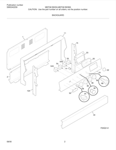 Backguard Diagram and Parts List for MEF361BHWA  Frigidaire Range