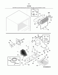 System Diagram and Parts List for 25360312415  Kenmore Refrigerator