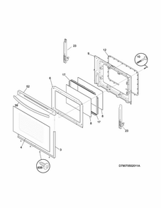 Door Diagram and Parts List for 79073439312  Kenmore Range