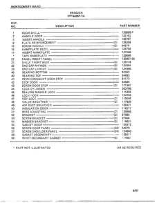 Freezer Page 2 Diagram and Parts List for 46857-7A  Frigidaire Freezer