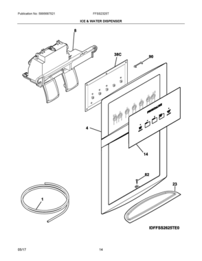 08 - ICE & WATER DISPENSER Diagram and Parts List for FFSS2325TP0  Frigidaire Refrigerator