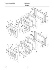 Doors Diagram and Parts List for LFET3026TFE  Frigidaire Wall Oven