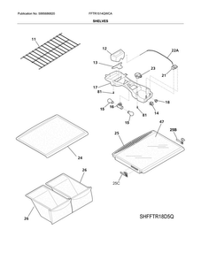 Shelves Diagram and Parts List for FFTR1514QWCA  Frigidaire Refrigerator