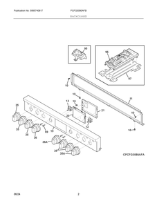Backguard Diagram and Parts List for PCFG3080AFB  Frigidaire Range