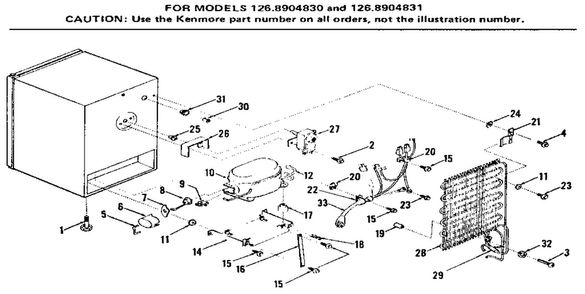 Unit Parts Diagram and Parts List for 1268904830  Kenmore Refrigerator