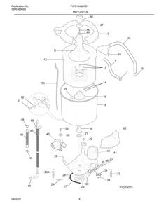 Motor/Tub Diagram and Parts List for FWS1649ZAS1  Frigidaire Washer