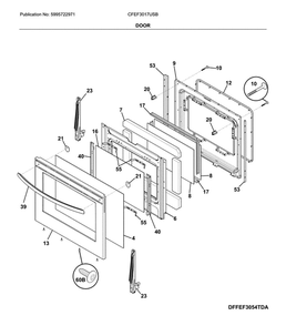 Door Diagram and Parts List for CFEF3017USB  Frigidaire Range