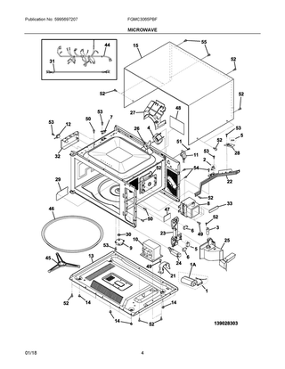 Microwave Diagram and Parts List for FGMC3065PBF  Frigidaire Microwave Oven Combo