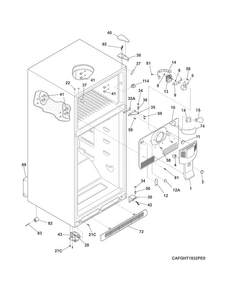 Cabinet Diagram and Parts List for FGHT1832PF5  Frigidaire Refrigerator