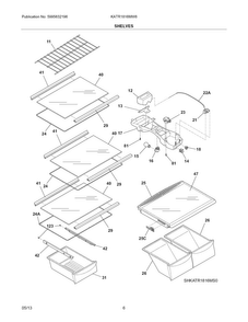 Shelves Diagram and Parts List for KATR1816MW6  Kelvinator Refrigerator