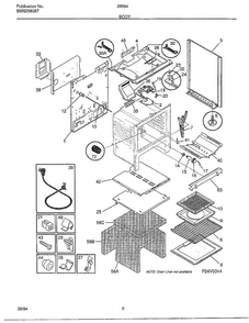 Body Diagram and Parts List for 285847A  Frigidaire Range