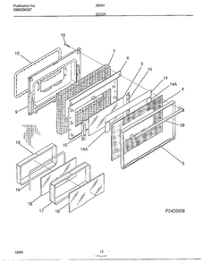 Door Diagram and Parts List for 285847A  Frigidaire Range