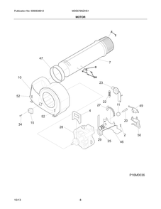 Motor Diagram and Parts List for MDE676NZHS1  Frigidaire Dryer