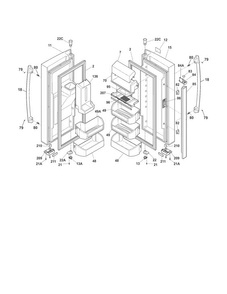 Fresh Food Doors Diagram and Parts List for FPHB2899PF0  Frigidaire Refrigerator