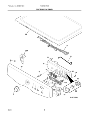 04 - CONTROLS/TOP PANEL Diagram and Parts List for FASE7021NW3  Frigidaire Dryer