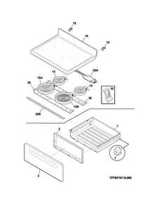 Top/drawer Diagram and Parts List for FFEF3013LBH  Frigidaire Range