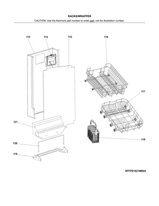 Racks/wrapper Diagram and Parts List for 58714652201B  Kenmore Dishwasher