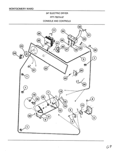 Console And Controls Diagram and Parts List for 7507A  Frigidaire Dryer